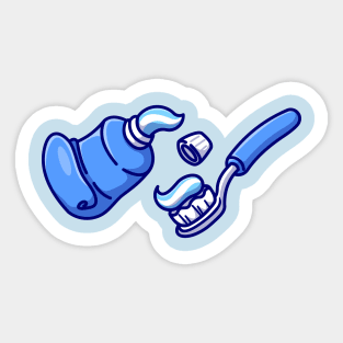 Floating Toothpaste And Toothbrush Cartoon Sticker